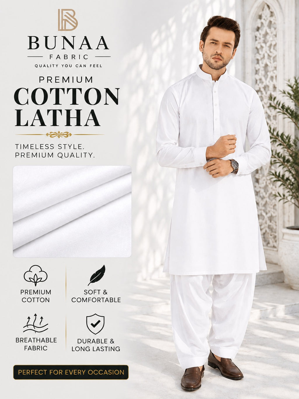 Chancellor Kalaf Cotton Latha, Gold Leaf Silver Finish. Special Edition