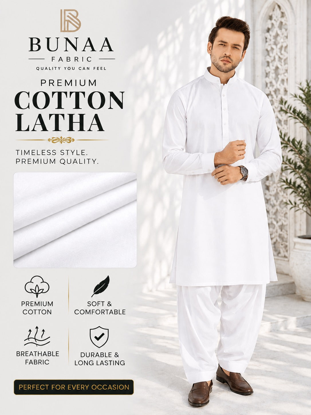 Chancellor Kalaf Cotton Latha, Gold Leaf Silver Finish. Special Edition